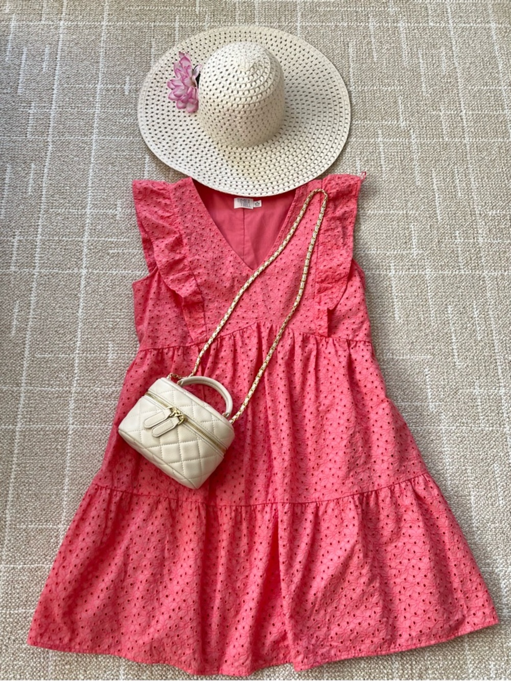 2 Dresses for $29 Coral Sleeveless Dress Lined Spring Ruffles M with Pockets!